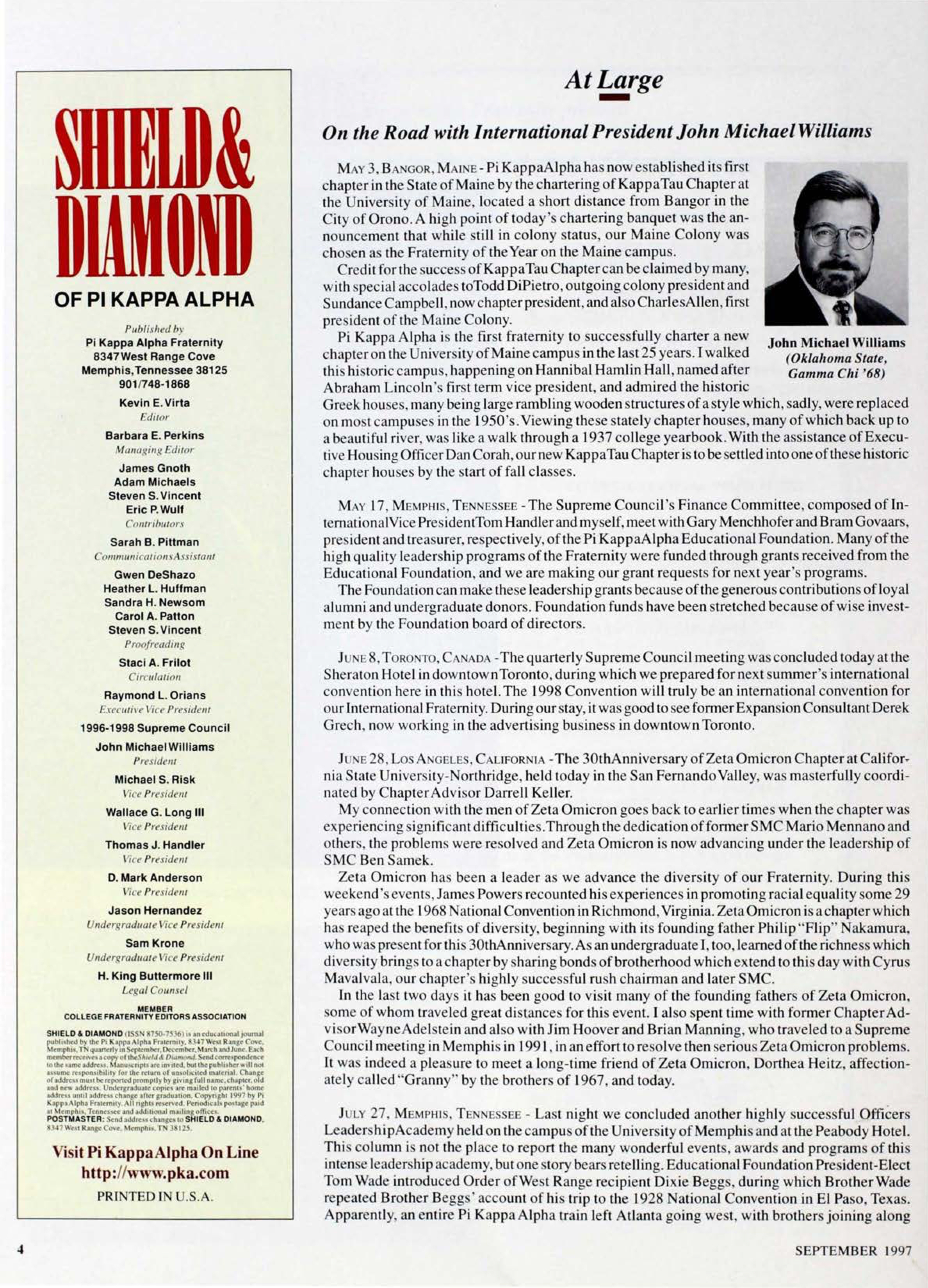 At Large: On the Road With International President John Michael Williams